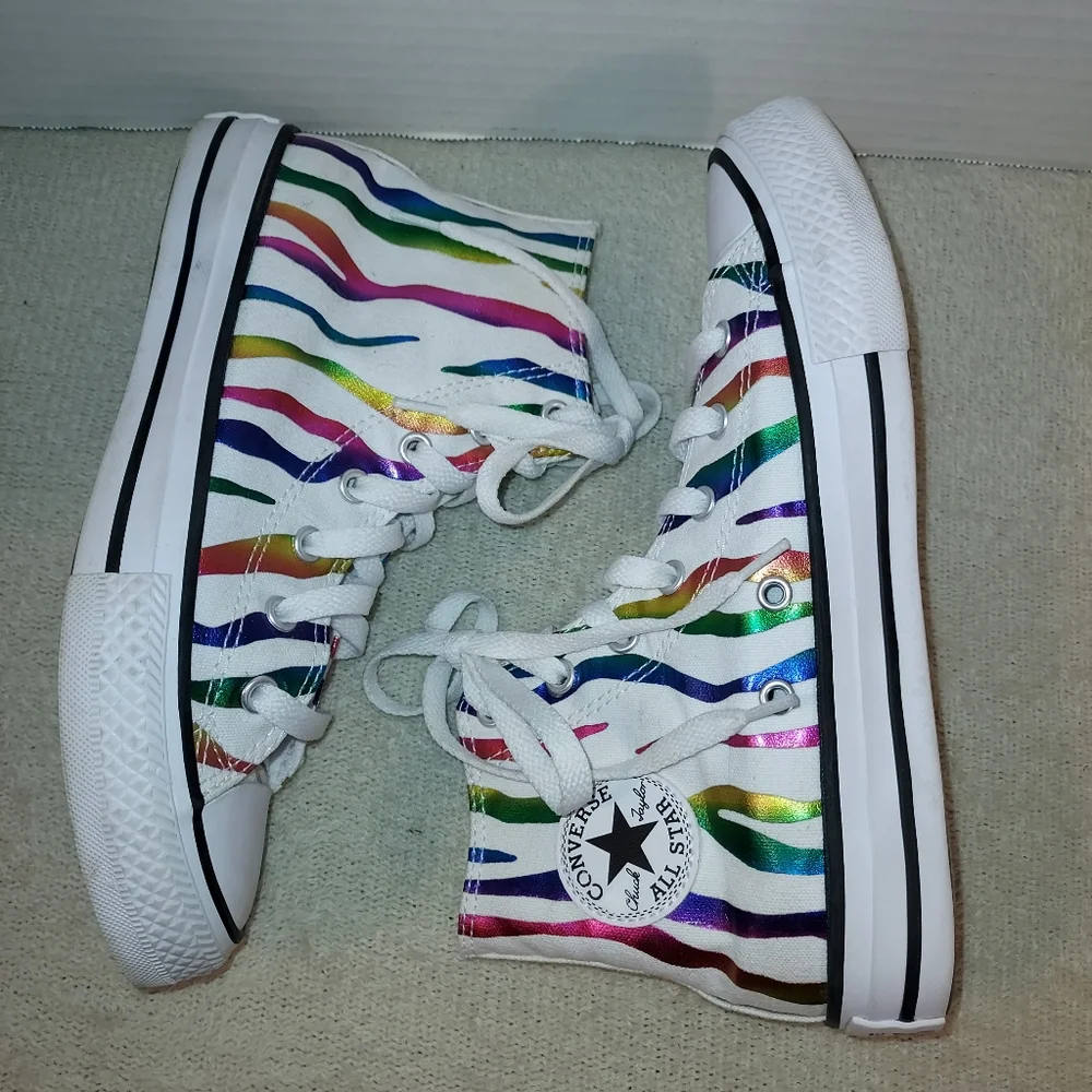 Converse Rainbow Zebra Striped All Star High-tops size Y4/36 Eur